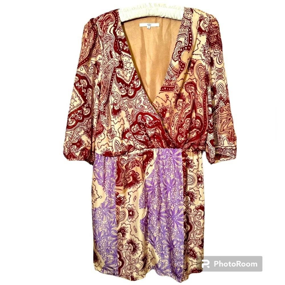 Tibi size 6 silk faux wrap mini dress